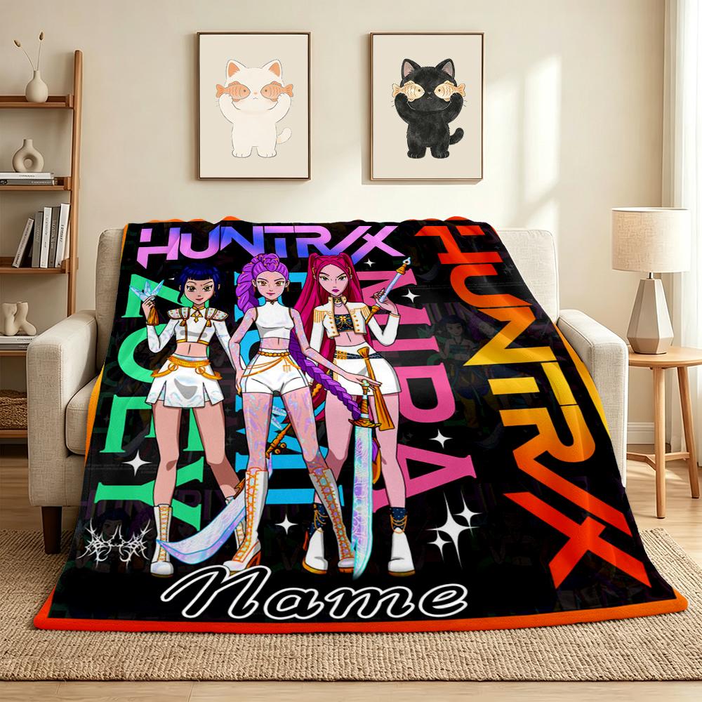 Custom Name Neon Vibes Flannel Blanket Throw Blanket Soft Warm Sofa Bed Home Decor Unique Gift