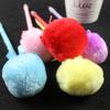 Cute Plush Faux Fur Pom Pom Bowknot Polka Dot Ballpoint Pen Student Stationery