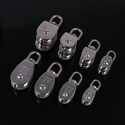 1Pc 304 Aço Inoxidável M15 M20 M25 M32 Única Roda Giratória Corda de Elevação Polia Conjunto de Ferramentas de Roda de Elevação Bloco de Polia Dupla