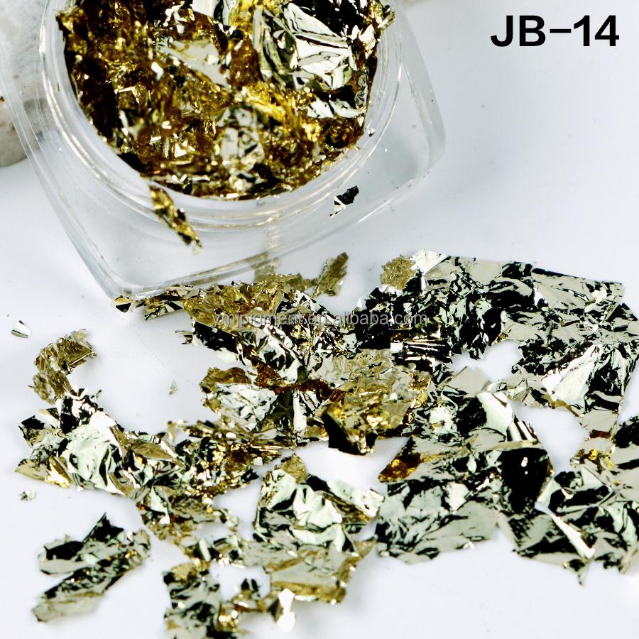 Bulk 50g Bag Nail Gold Foil Flakes Gold Leaf Flakes for Resin Crafts Slime Nail Art Painting Cake Gilding Decoration