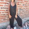 Summer New Independent Station European and American Solid Color Button Insert Bag Loose Casual Strap Jumpsuit Women
