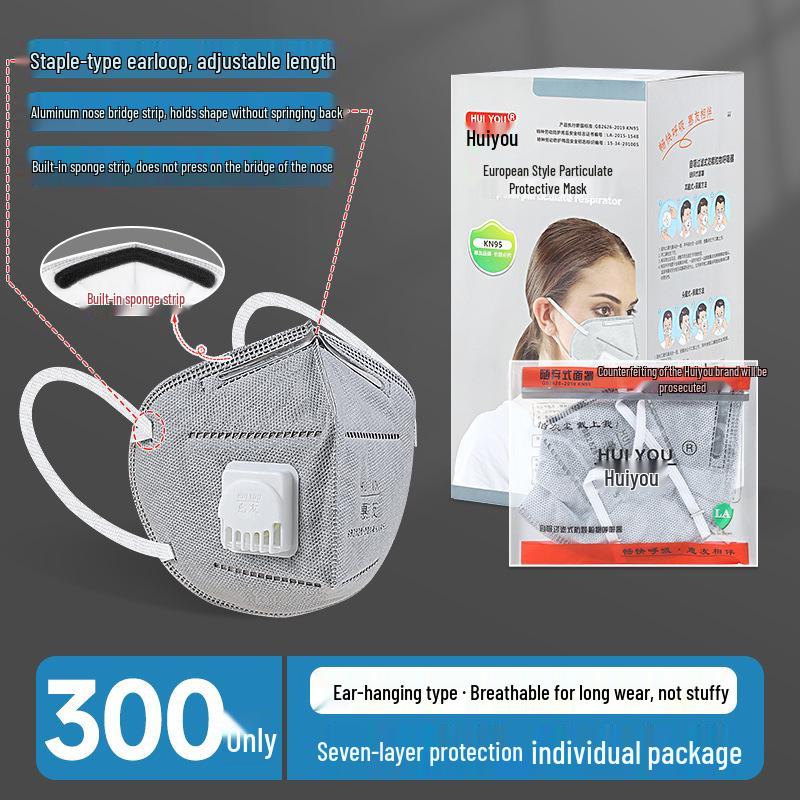 Seven-Layer KN95 Protective Mask with Breathing Valve and Built-In Sponge, Ideal for Construction, Decoration, and Anti-Smog.