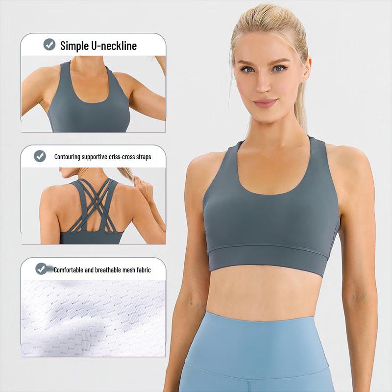 Women's Double-Sided Nude Feel Crisscross Back Yoga Sports Bra