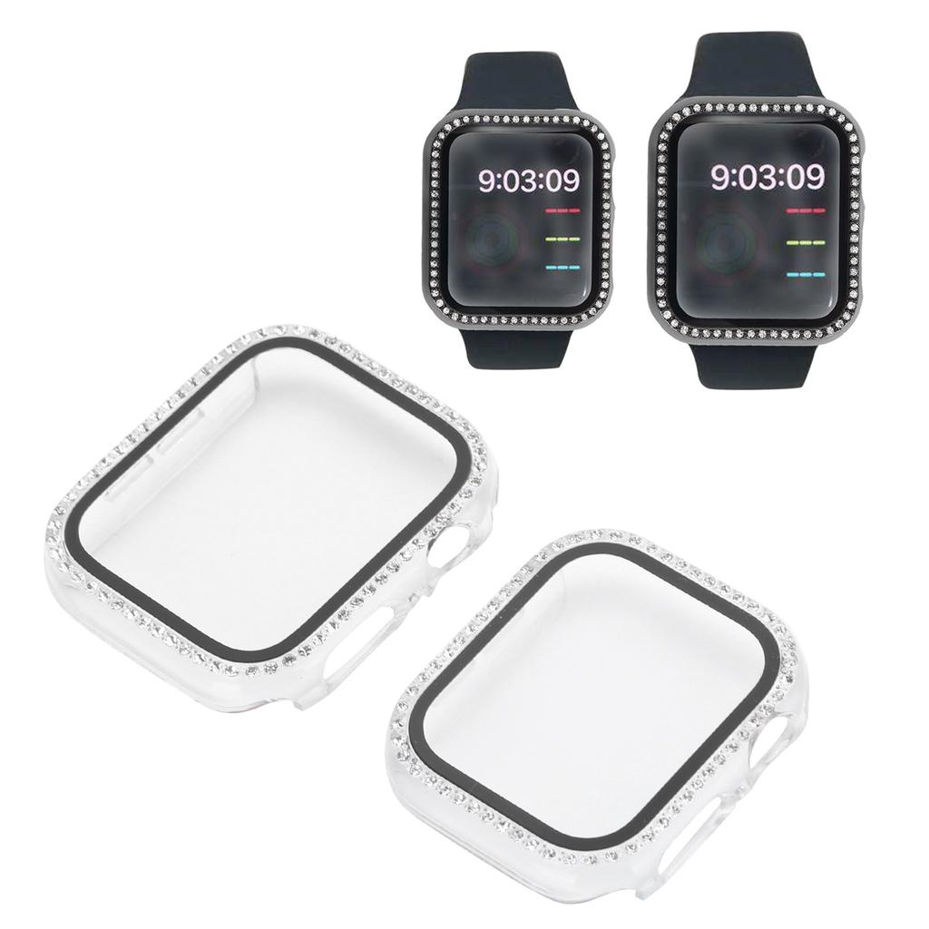 2pcs Watch Case Cover Crystal Shiny Protective Case with Film Jewelry Accessory for IOS Watch