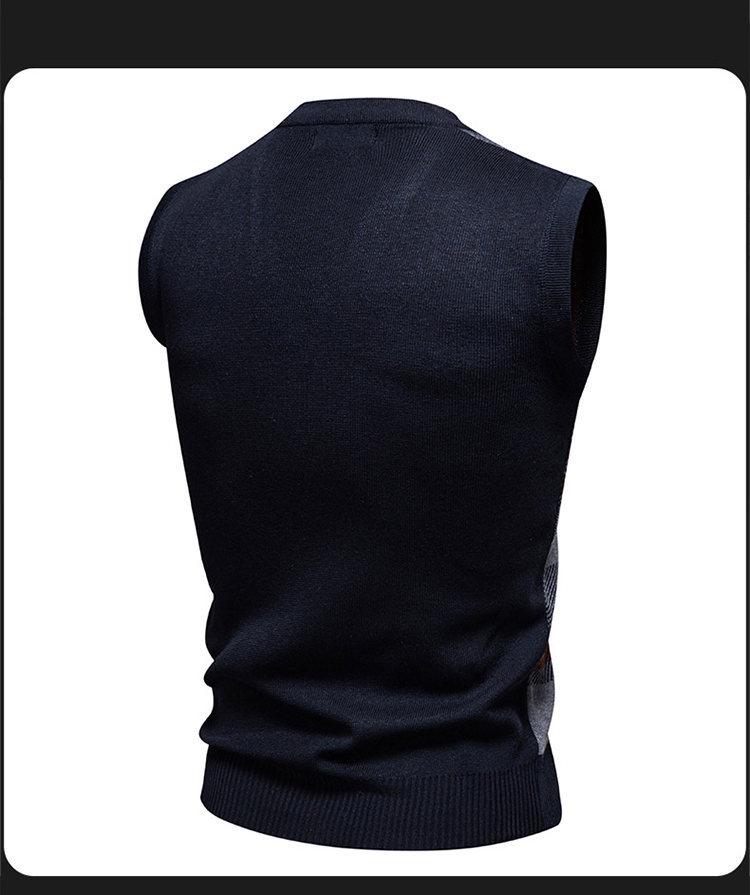 2025 Men's Autumn/Winter V-Neck Grid Knit Pullover Vest