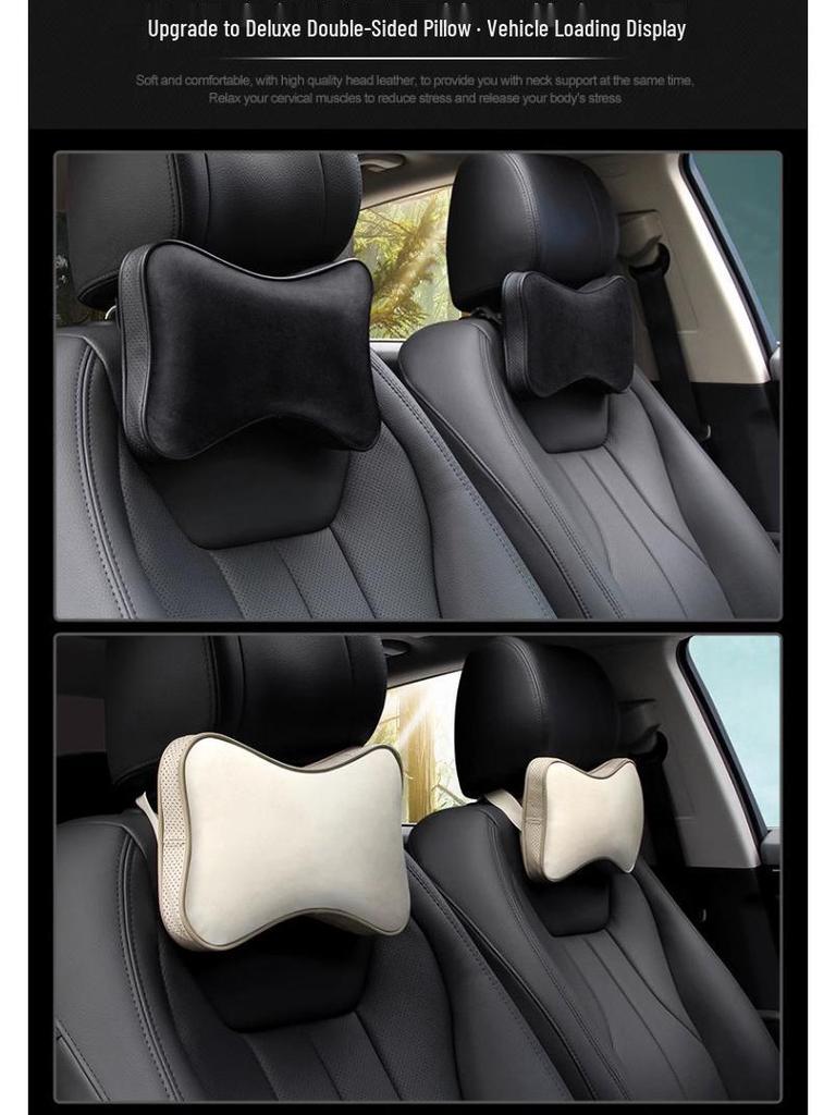 Echtes Leder Auto Nacken- und Lendenwirbelstützkissen Set