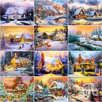 Hiver DIY Peinture Diamant Noël Forage Complet Diamant Rond Broderie Mosaïque Kits Broderie Diamant Décoration Intérieure Kit d'Artisanat