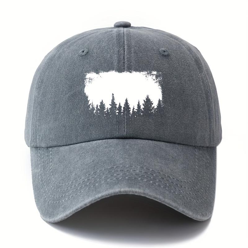 Printed White Forest Baseball Cap, Fashionable and Versatile, Outdoor Sun Protection, Duckbill Cap, Vacation, Travel, Camping