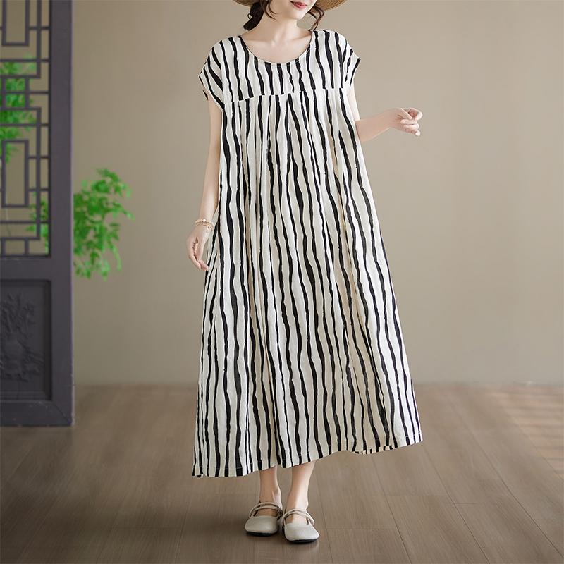 DIMANAF Neues Sommer-Strandkleid 2026 für Damen Übergröße Baumwolle Vintage Dame Blumenprint Locker Übergröße
