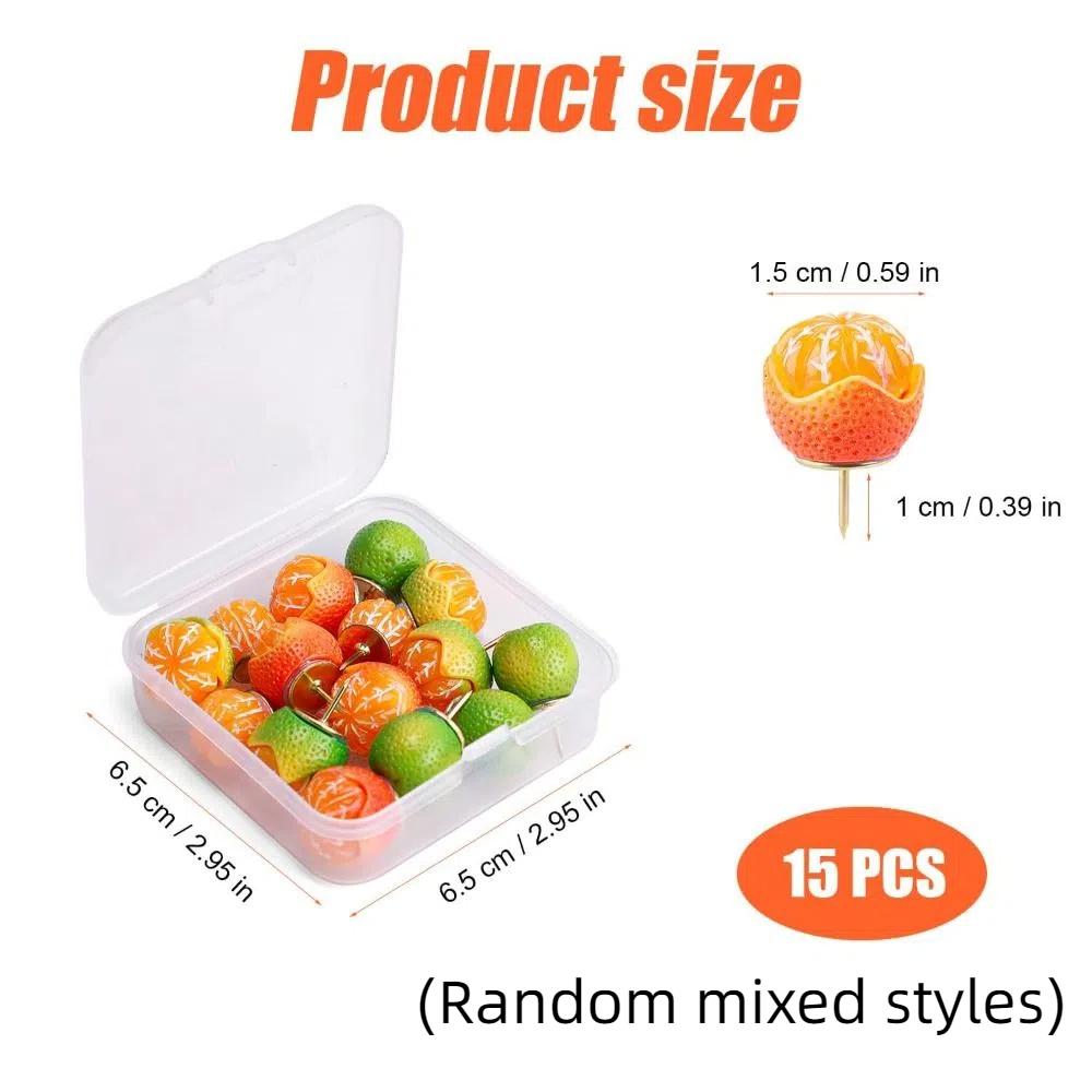 15Pcs Creative Simulated Fruit Push Pins 3D Thumb Tacks Decorative Studs Office School Supplies