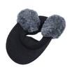 Winter Knitted Sun Visor with Fluffy Ear Cold Protection JDV1300 [With Moons] Hat, Flaps, Women's (Charcoal)