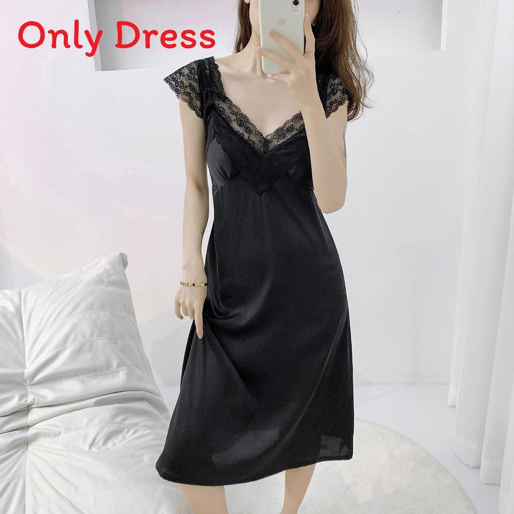Ice Silk Slip Dress For Women With Vneck And Padding For Sleep And Lounge