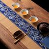 Handmade Chinese Zen Tea Mat - Embroidered Bamboo Tea Tray Mat with Jacquard Cotton Linen, Traditional Tea Ceremony Table Runner