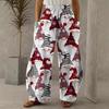 2024 Christmas Print High Waist Wide Leg Trousers with Elastic Waist In a Thin Style