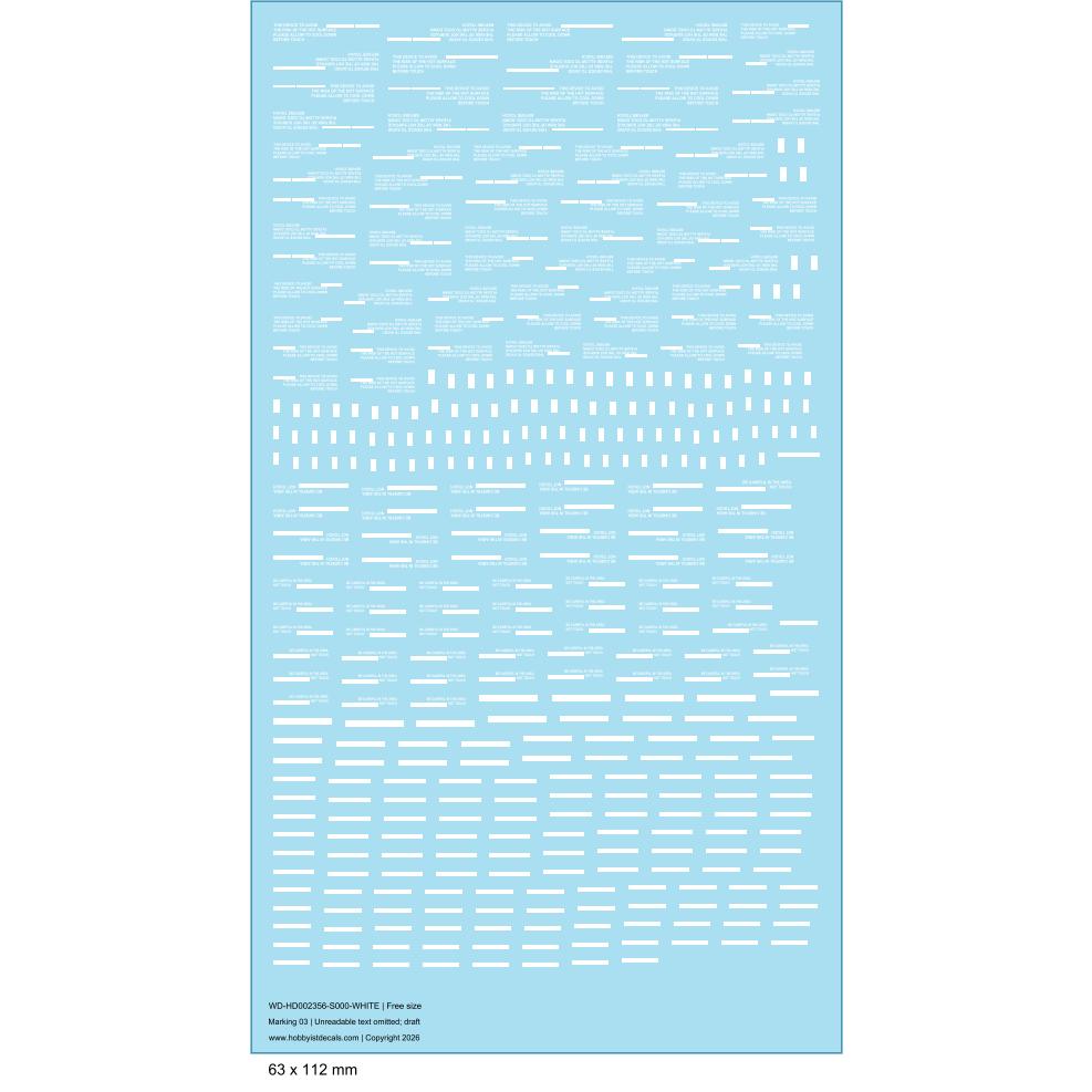 Mecha Marking 03 Simple Bars and Notices - Free-size Waterslide Decals