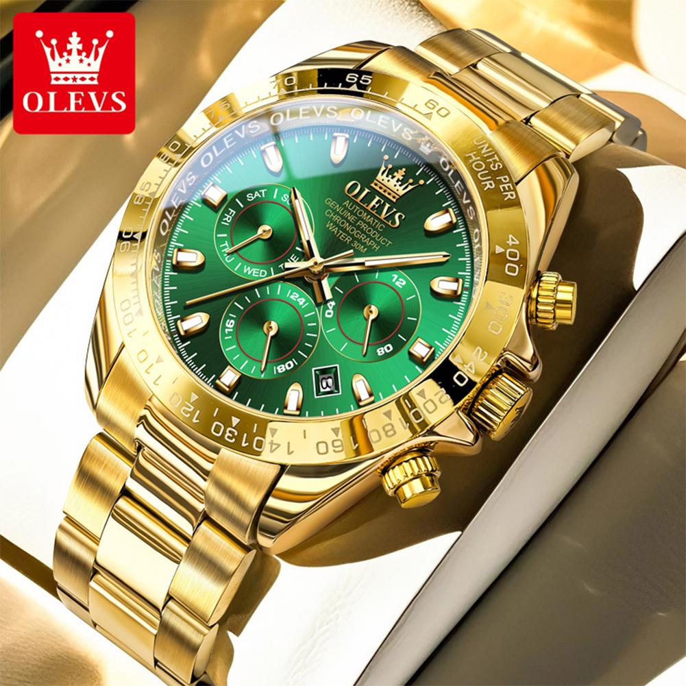 OLEVS Automatic Watches for Man Luxury Brand Original Waterproof Luminous Chronograph Stainless Steel Men Mechanical Watch 6638