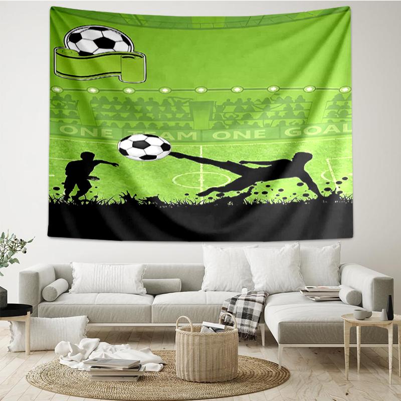 Soccer Print Tapestry, Backdrop, Easy Setup, Ideal for Bedroom, Office & Living Room, with Aesthetic Wall Hanging Decor.