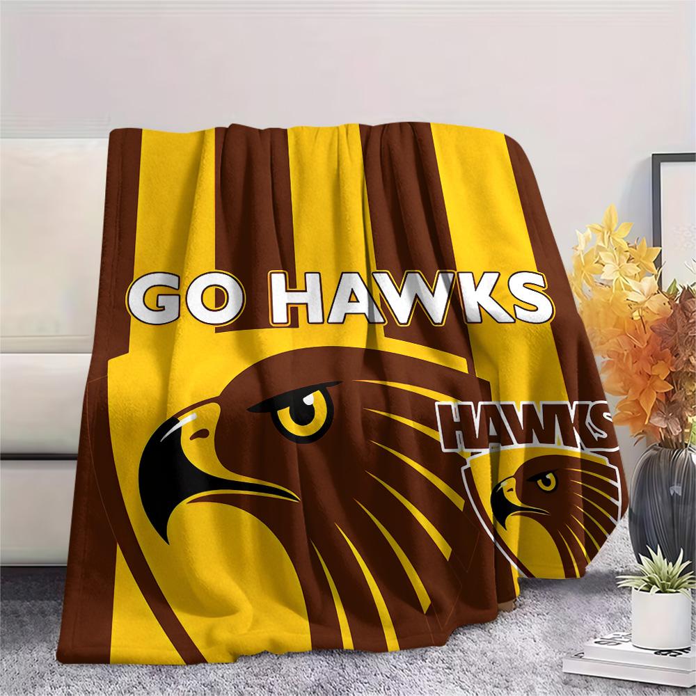 Hawthorn Hawks Print Flaneldecke, Hohe Qualität, Bequem für alle Jahreszeiten, Heimdekoration, Wärme und Komfort, Perfekt für Weihnachtsgeschenke