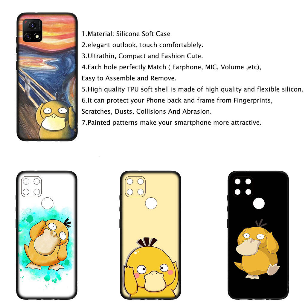 Cover for iPhone 17 16 15 Xiaomi Poco Redmi Note 14 13 12 11 Pro Max X 9 16e Samsung Galaxy S25 S24 S23 OPPO Huawei Psyduck Cute Casing Phone Case