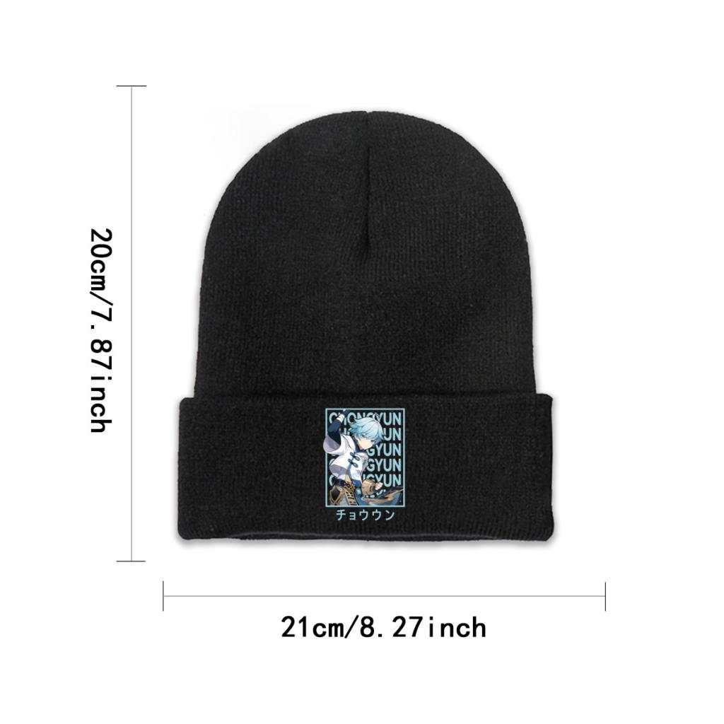Chongyun Genshin Impact Anime Game Strickmütze Beanies Herbst Wintermütze Warme Farbkappen für Unisex Frauen