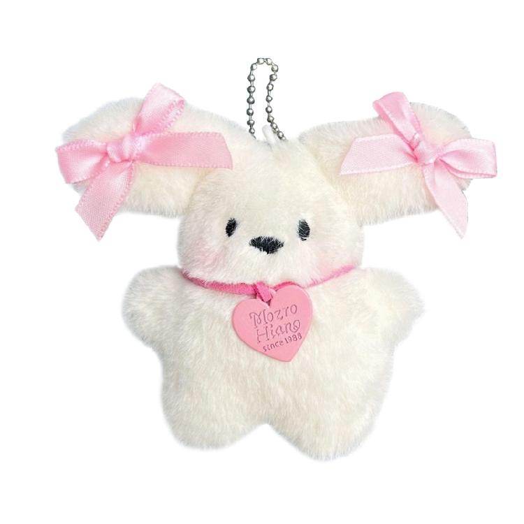 Puppy Toy Keychain with Bowknot Cartoon Big Ear Dog Plush Dolls Keyring Pendant Backpacks Bag Charm for Women and Girls