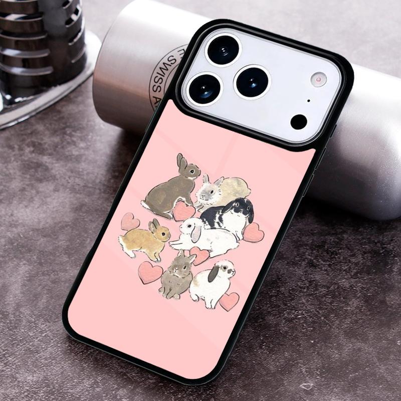 Bunny Rabbit Painting Design Phone Case For iPhone 17 16 15 14 13 12 11 Pro Max Plus 17Air Soft Silicone Cover