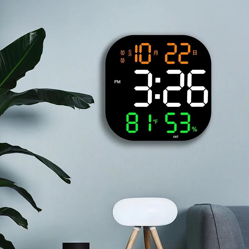 13inch LED Large Digital Wall Clock with Remote Control TEMP Humidity Week Auto Dimmer 12/24H Alarm Clock for Home Office Decor
