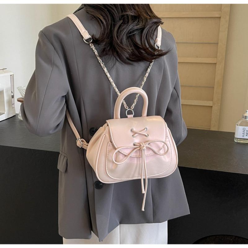 New Trendy Bow Portable Backpack Versatile Simple Niche Going Out Commuting Travel Women's Bag