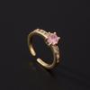 Sweet Bow Zircon Ring Vintage Light Luxury Fashion Pink Open Adjustable Women Jewelry Gift