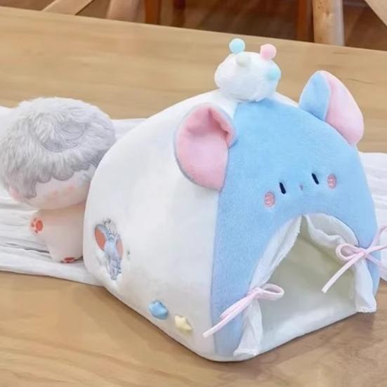 Cama de Boneca para Crianças Brinquedos de Casa de Brincar Forma de Animal Imaginativa Cama de Boneca de Pelúcia para Brincadeira Criativa e Decoração Cozy de Interior