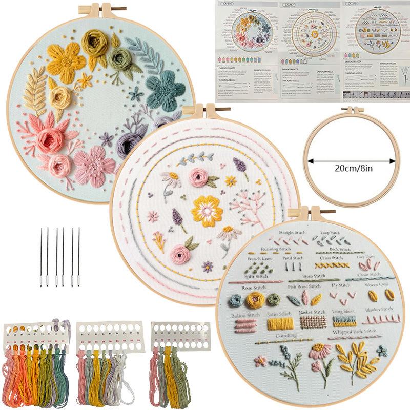 1set Beginner's Floral Embroidery Kit with English Embroidery Tutorial, Suitable for Beginners, DIY Embroidery Craft Material Kit