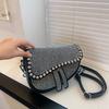 Monochromatic Colorful Shoulder Bags for Women Saddle Type Zipper Package Cover PU Bags Fashion