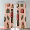 2pcs 2D flat printing Christmas Curtains Christmas Nutcracker Gift Wreath Digital Printed Polyester Drapes Family Party Use for