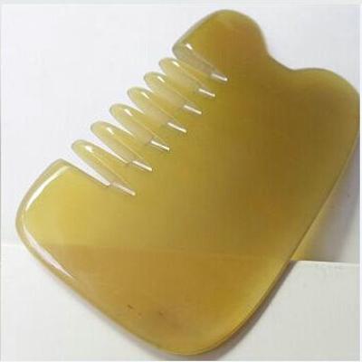 Natural Authentic White Buffalo Horn Scraping Comb Yellow Six Tooth Scraper Combs Board Guasha Tool Gua Sha Scratcher Hot Sale
