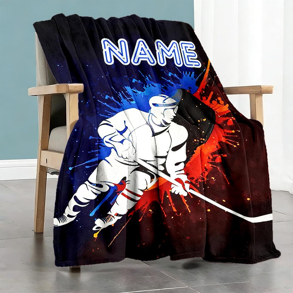 Hockey88 Personalized Name Blanket Gift Personalized Blanket Comfortable for Living Room Livingroom Bed Chair for All Occasions