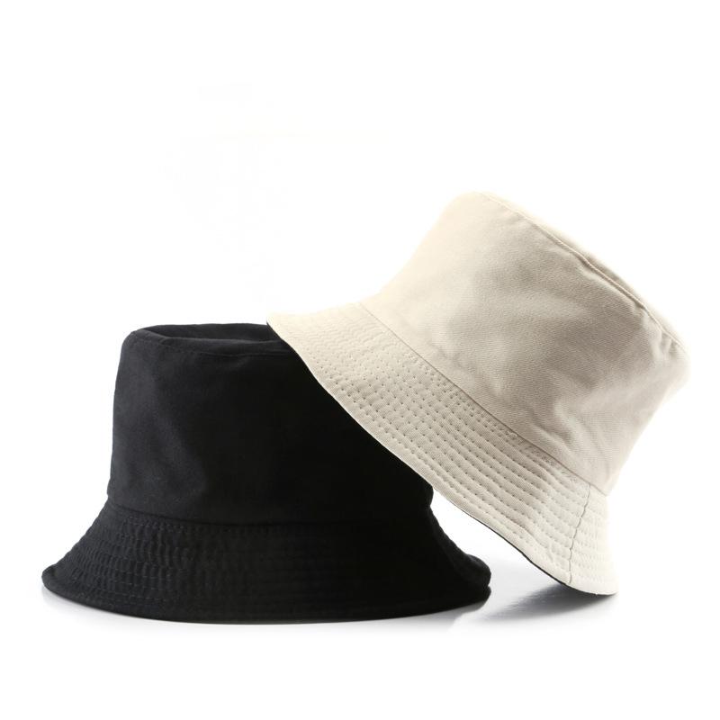 New Men Women Black Solid Bucket Hat Two Side Wear Unisex Simple Bob Caps Hip Hop Gorros Panama Cap Beach Fishing Boonie Sunhat