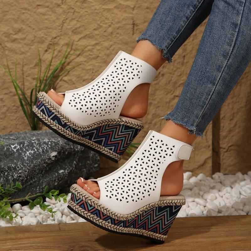 

Мода 2025 Бренд Большой размер Сандалии Мода Полые Повседневные Сандалии Женские Горячая Распродажа Открытый Носок Сандалии на Танкетке Zapatos 36