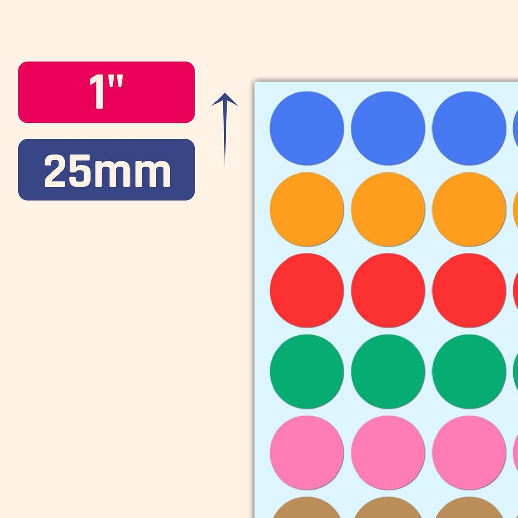 2000 Pieces, 1 inch - Colored Dot Circle Stickers, Garage Yard Sale Price Labels, Color Coding Round Sticker Dots - 16 Assorted Colors