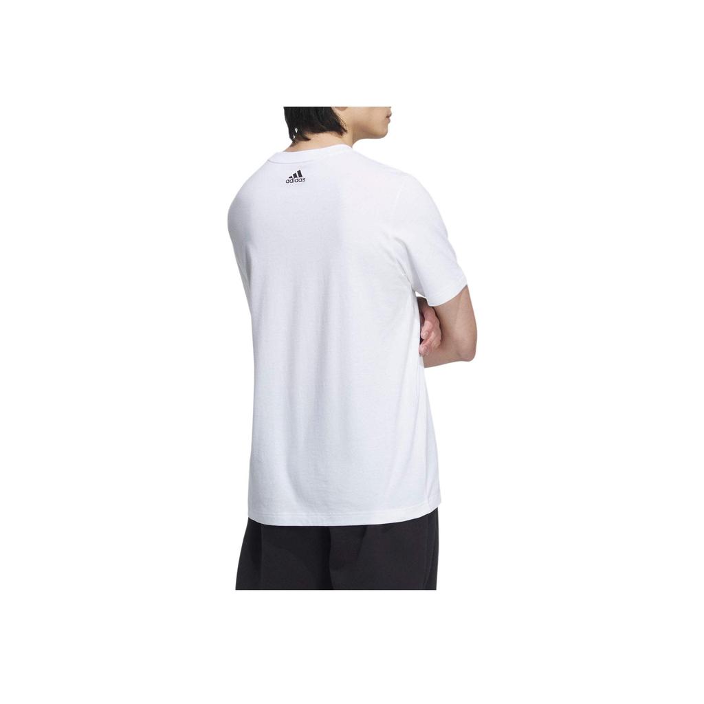 Adidas Letter Print Design Breathable Versatile Sports Short Sleeve T-Shirt Men Tops White JE3201