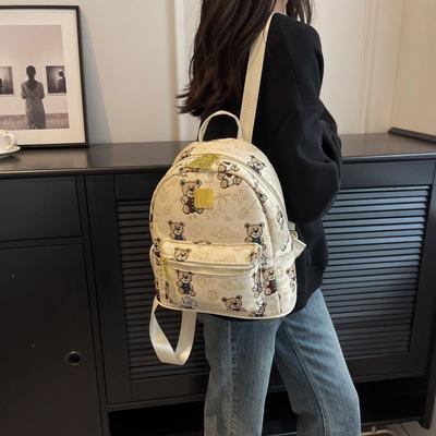 Cute Bear Print Mini Backpack for Women  School Student Backpack  Casual Travel Backpacks  New Fashion
