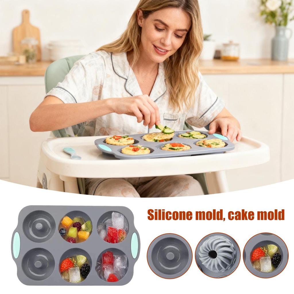 6-hole Silicone Mold Flower Wreath Ice Mold Reusable Christmas Wreath Ice Tray Silicone Molds Pumpkin Donut Chocolate DIY Mold