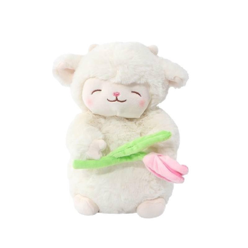 Miniso Cute Standing Cherry Blossom Sheep Plush Toy Warm White Lamb Ultra Soft Doll