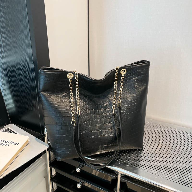 2025 New Large-capacity Shoulder PU Handbag, Crocodile Pattern Women's Bag, Fashionable European and American Commuter Tote Bag Tide
