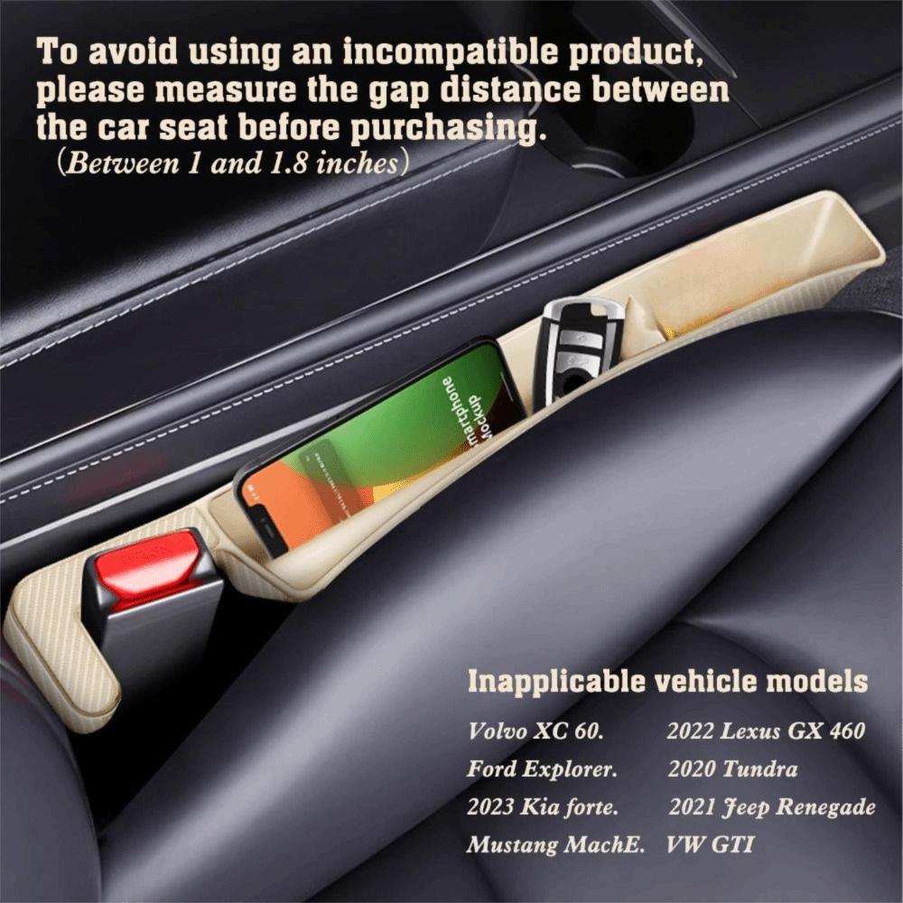 A Pair With 2 Storage Areas Car Seat Gap Filler Organizer Stylish Anti-Slip Car Seat Gap Storage Multi-Functional Universal Fit