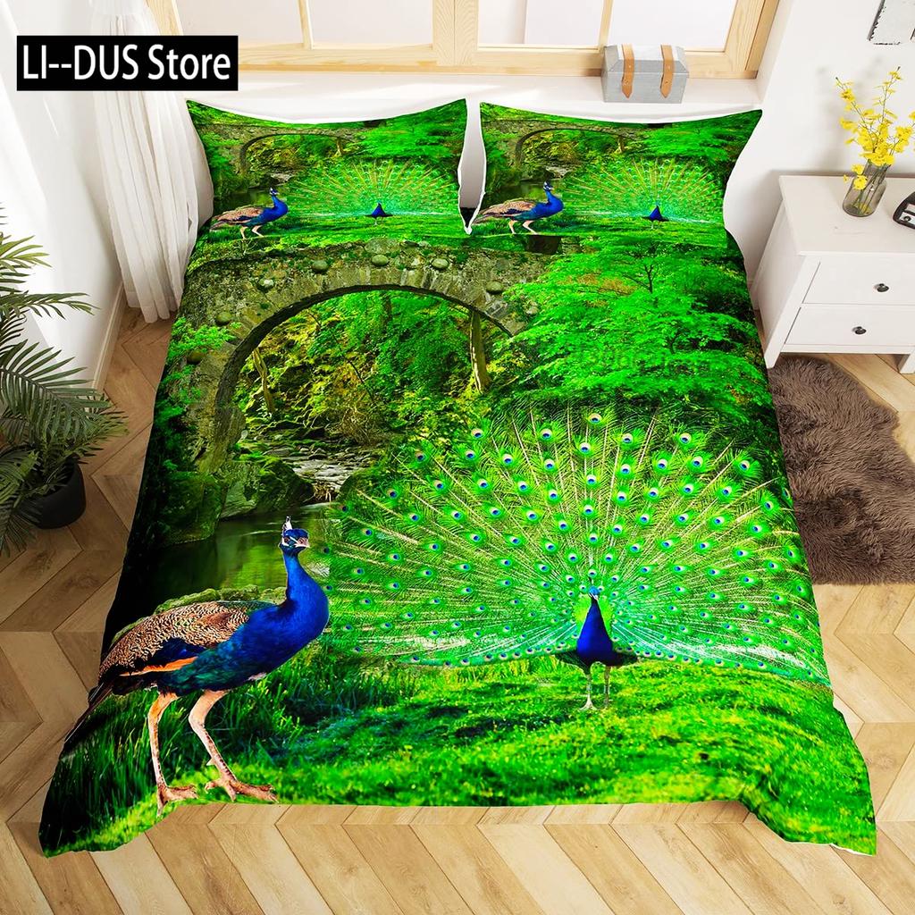 Peacock Comforter Cover Bedding Set For Kids Adults Girls Animals Duvet Cover 1 Duvet Cover With 2 Pillowcases King Queen Size