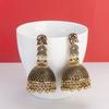Ethnic Gold Color Big Bell Dangle Earrings for Women Vintage Jewelry Pink Zircon Hollow Bells Carved Earrings Indian Earrings