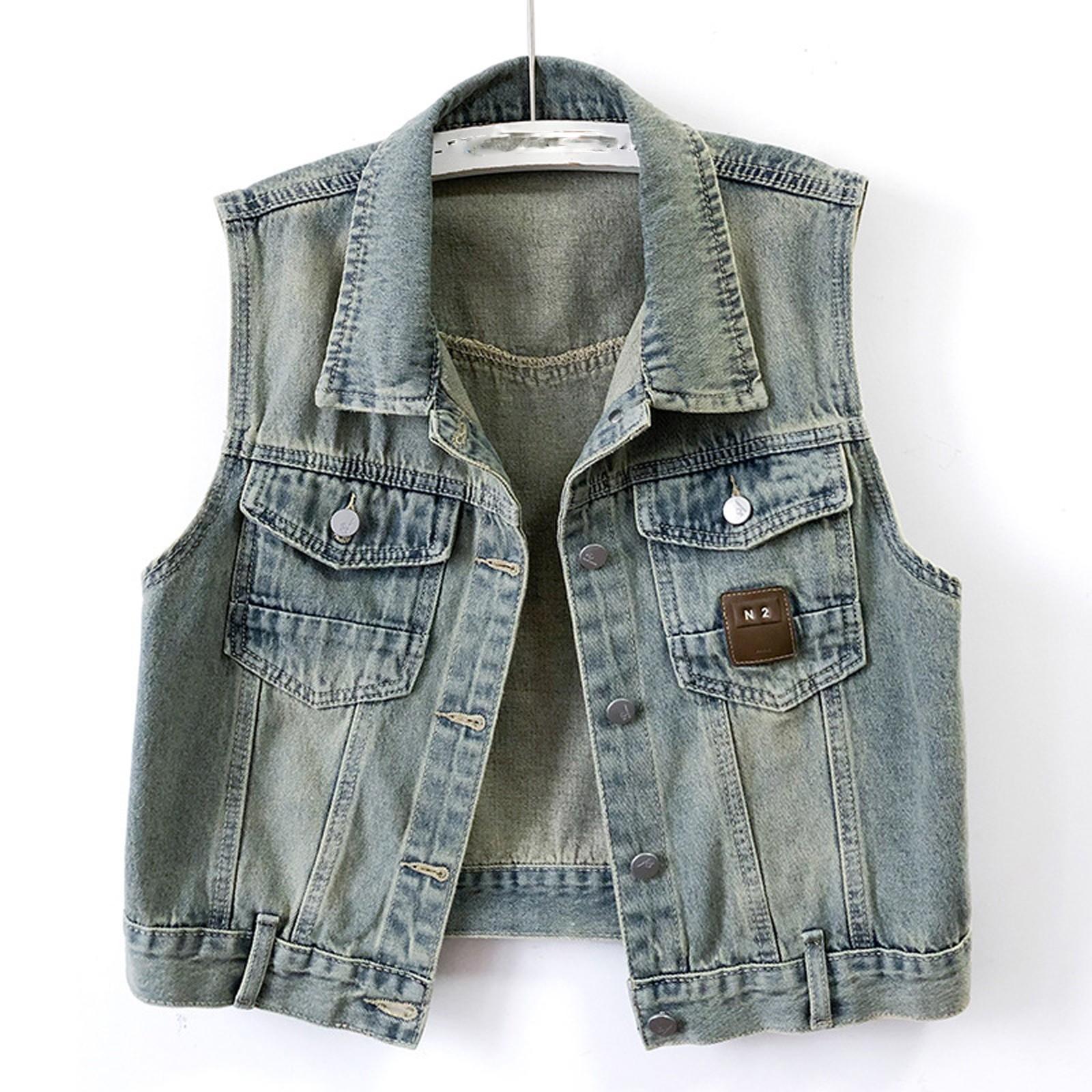 

Женский Удобный Модный Джинсовый Повседневный Кардиган на Пуговицах Жилет Куртка M