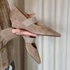 Versione in pelle di pecora~ Suede con temperamento francese, zeppa a punta, scollatura bassa, scarpe Mary Jane da donna, scarpe primaverili