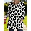 Oversized Leopard Striped Casual Tunic Top