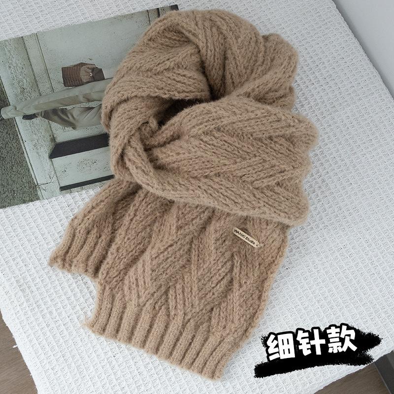 Autumn and Winter Solid Color Thick Warm Knitted Scarf Korean Commuter Gentle and Versatile Non Tassel Scarf